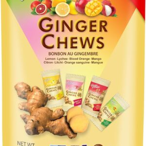 prince of peace ginger chews assrted flavors, 8 oz lemon, lychee, blood orange, mango – candied ginger – candy pack – ginger chews candy – natural candy